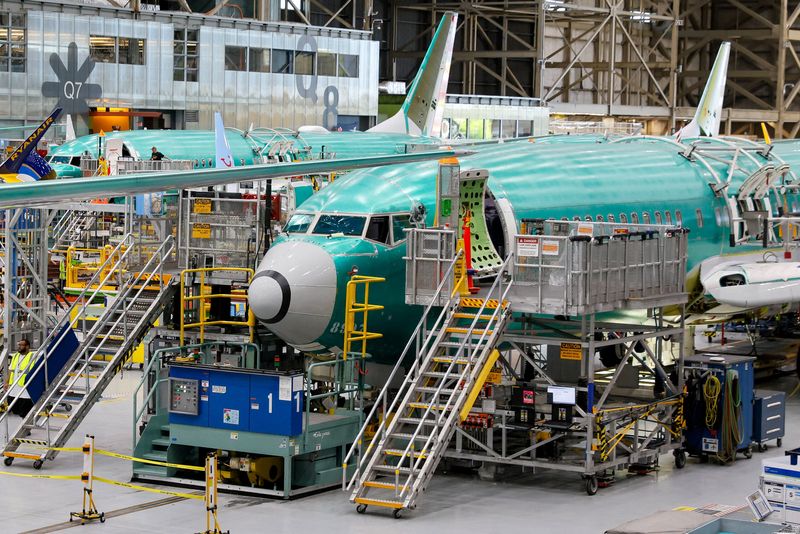 FILE PHOTO: Boeing 737 MAX aircraft are assembled at the company